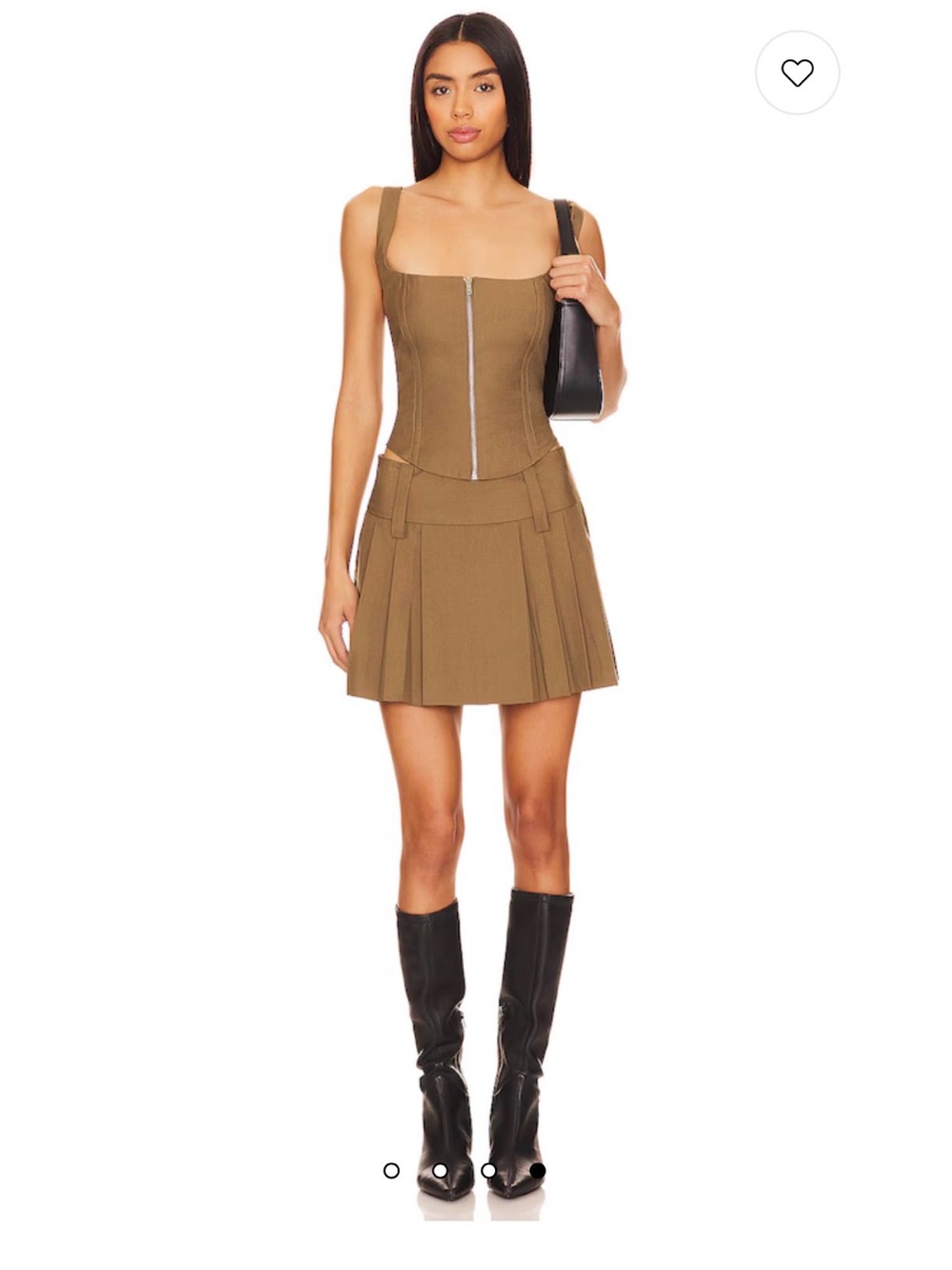 Cute set, corset top & tailored khaki pleated mini skirt — Women's A-Line Skirt